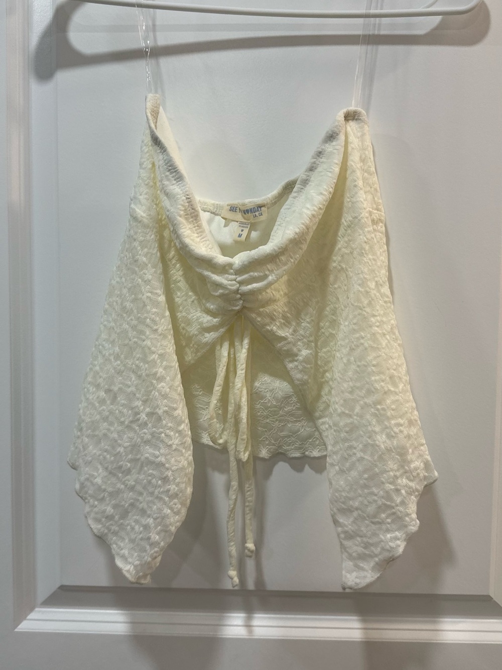 See By Chloe Cream Textured Cowl Tie-Front Camisole